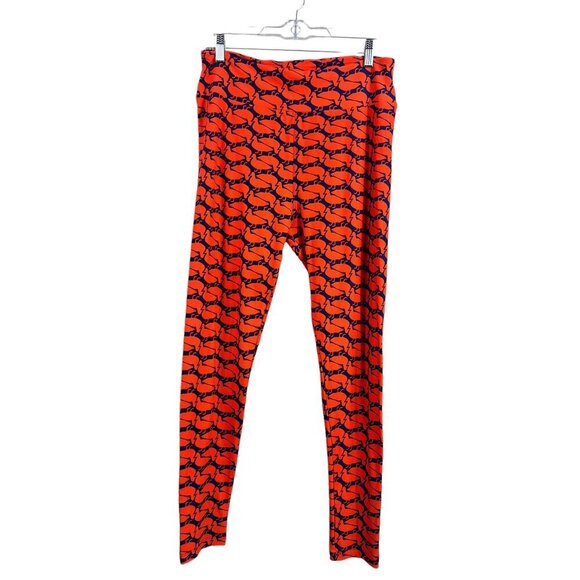 LuLaRoe Women's Orange & Blue Tall & Curvy Duck TIghts - Picture 1 of 6